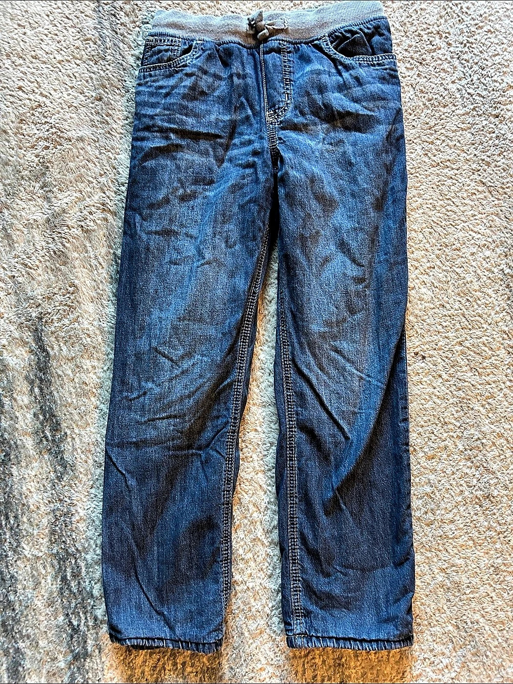 OshKosh B'gosh Boys Fleece-Lined Pull-On Denim Jeans Boys Jeans Size 10/10A Blue
